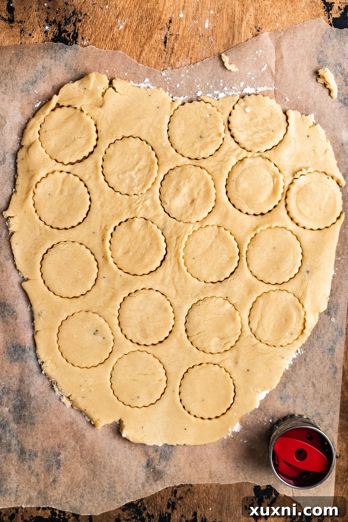Cutting out vegan shortbread cookies