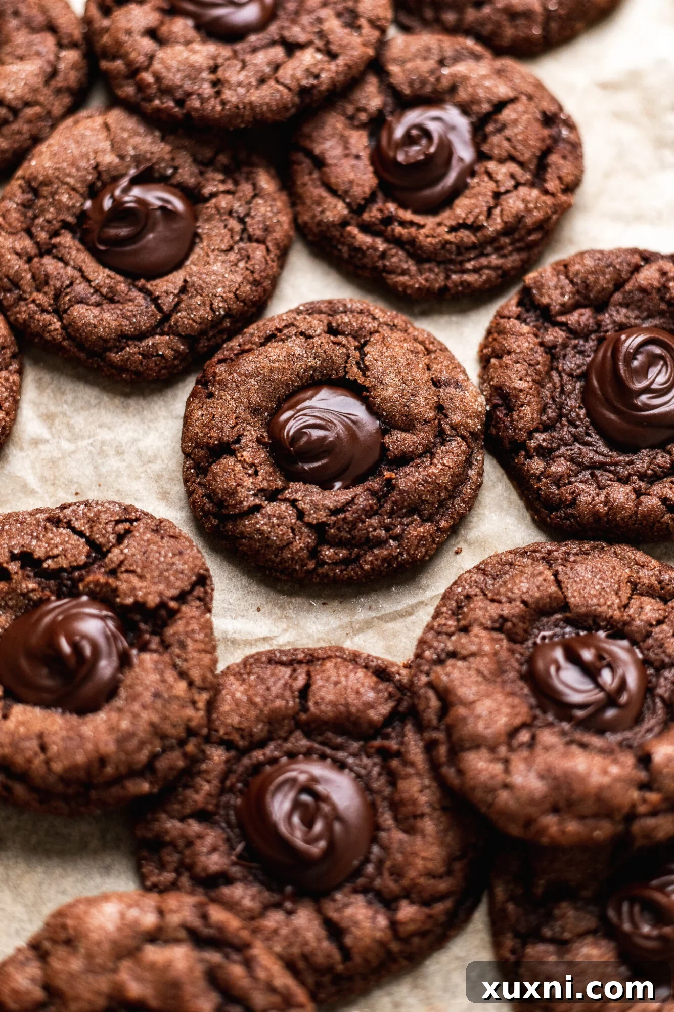 Decadent Vegan Chocolate Thumbprint Cookies with Ganache Filling