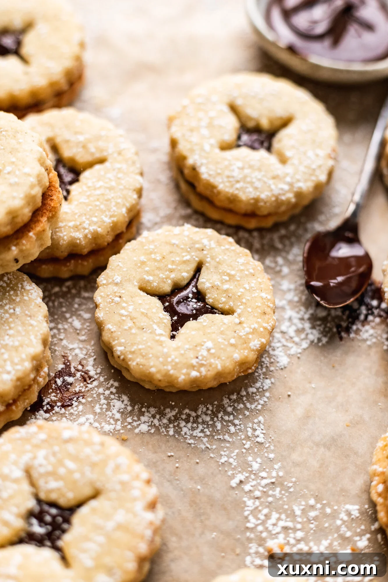 Beautifully crafted vegan Linzer cookies ready for the holiday table