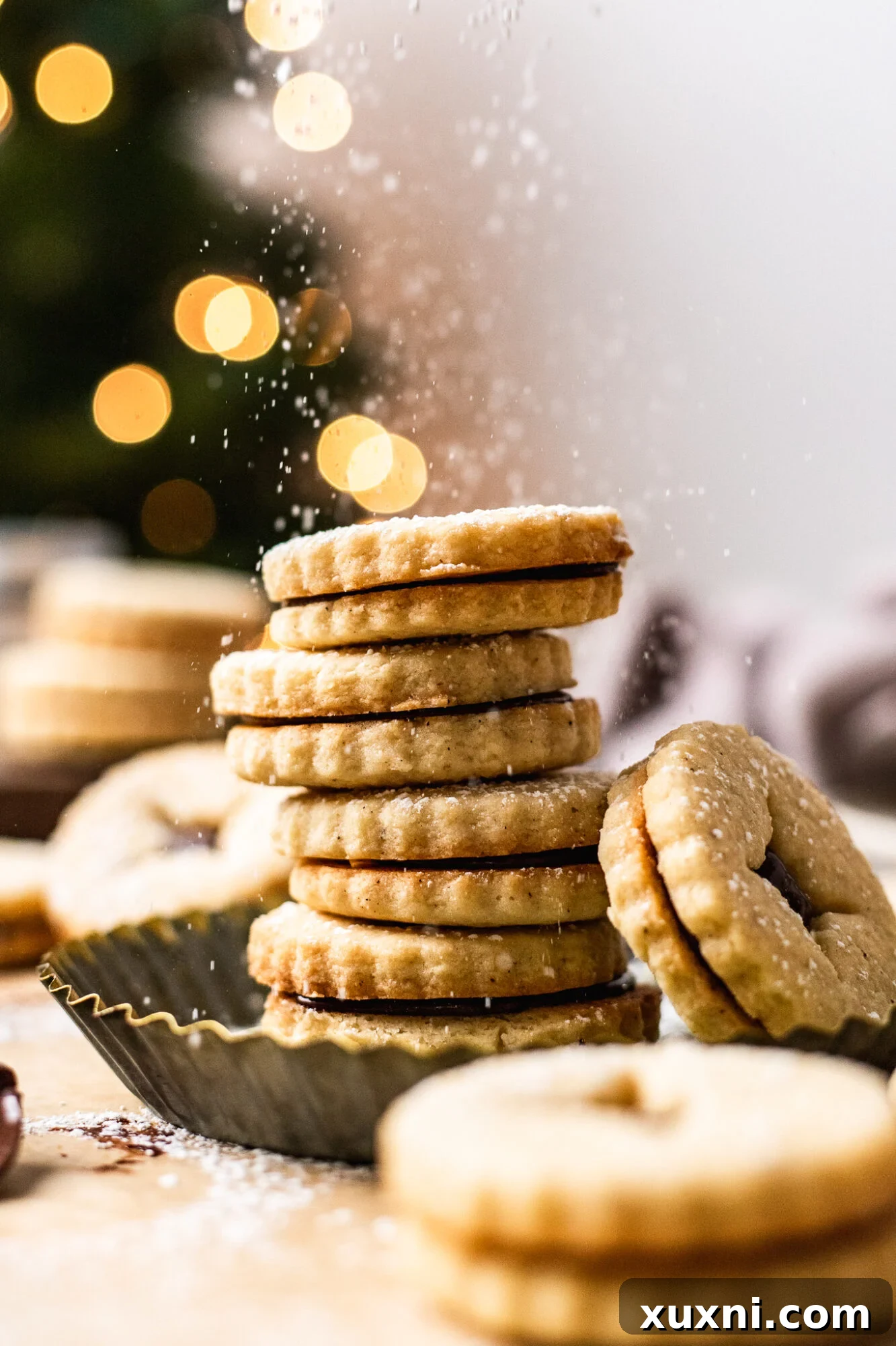 Close-up of baked vegan Linzer cookie dough, soft and ready for cutting