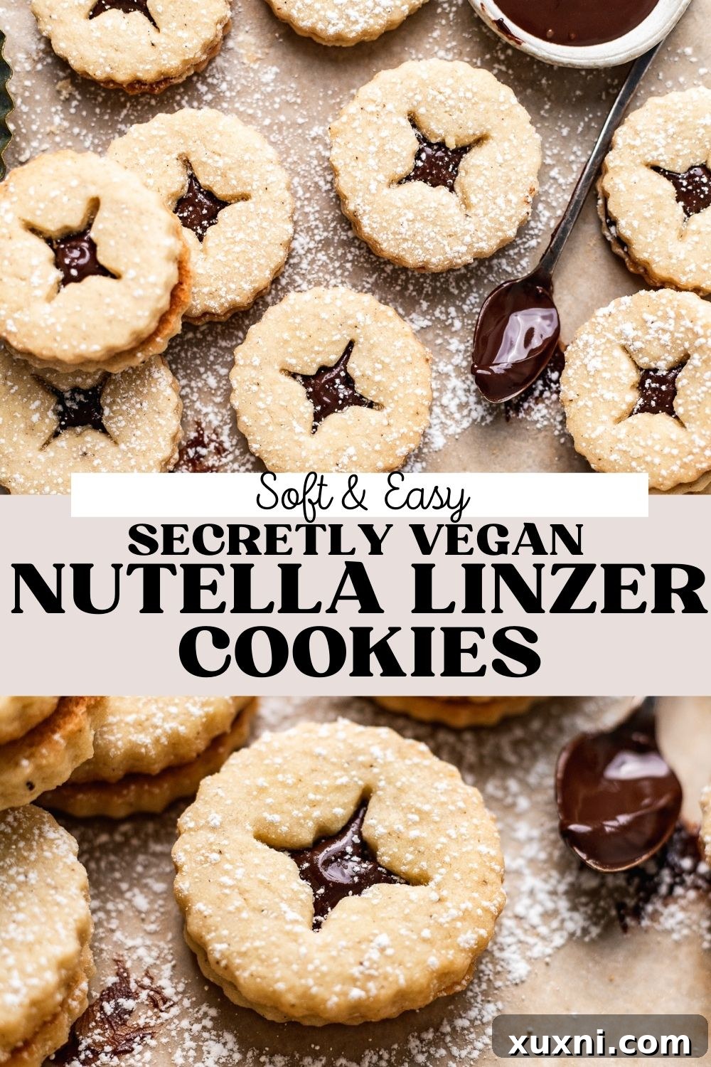 Easy & Soft Nutella Linzer Cookie Recipe (Vegan!) pin image for Pinterest