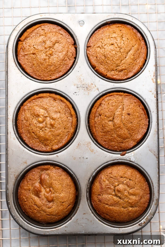 Simply Divine Vegan Sticky Toffee Pudding 8 Vegan sticky toffee puddings baking in a muffin tin, browning nicely in the oven.