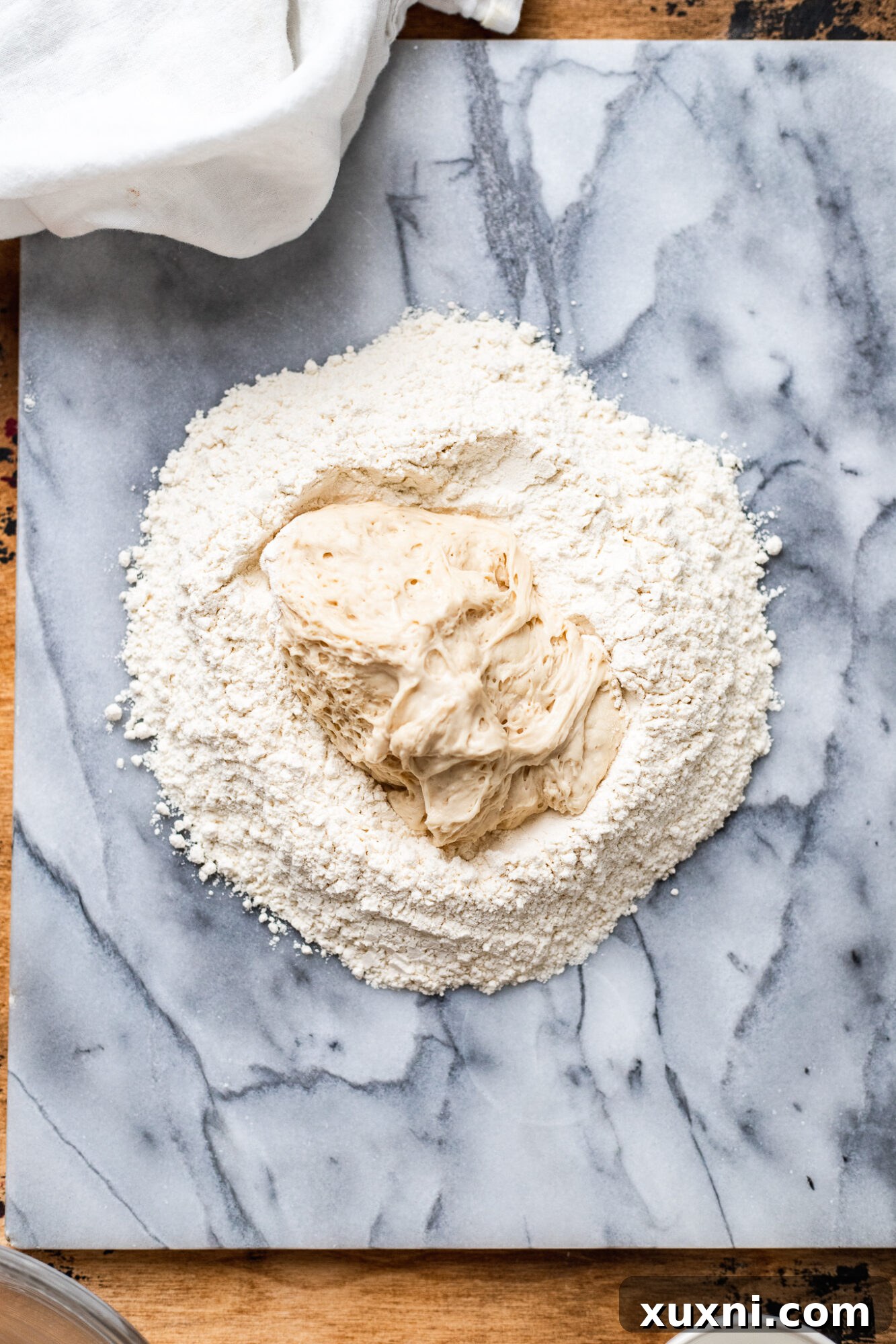 Mixing the first stage of panettone dough