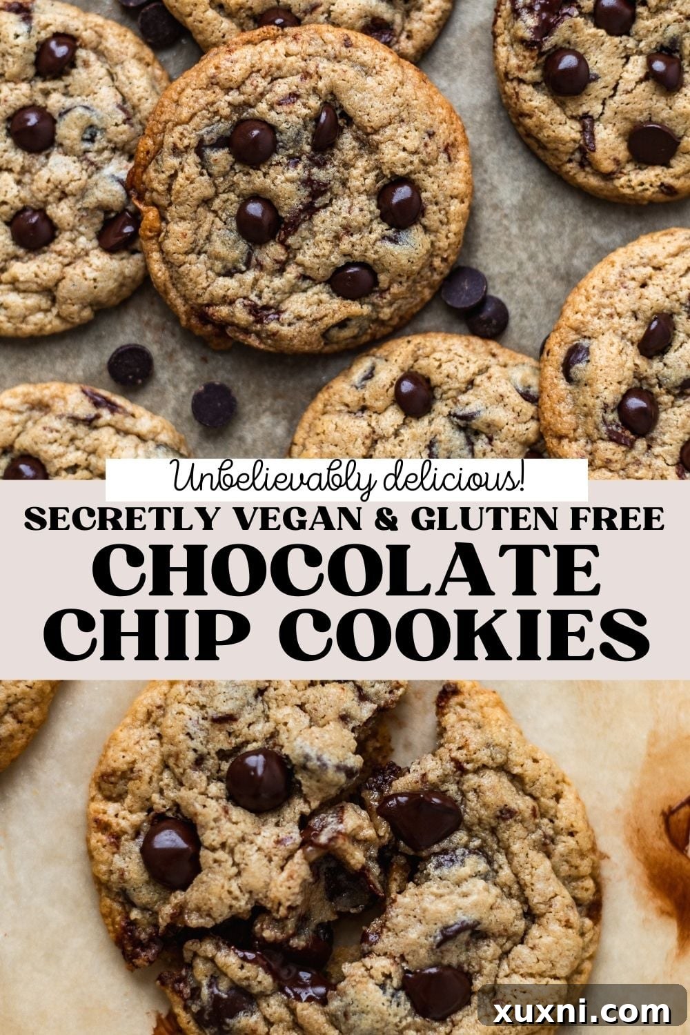 Pinterest graphic for BEST Vegan Gluten Free Chocolate Chip Cookies