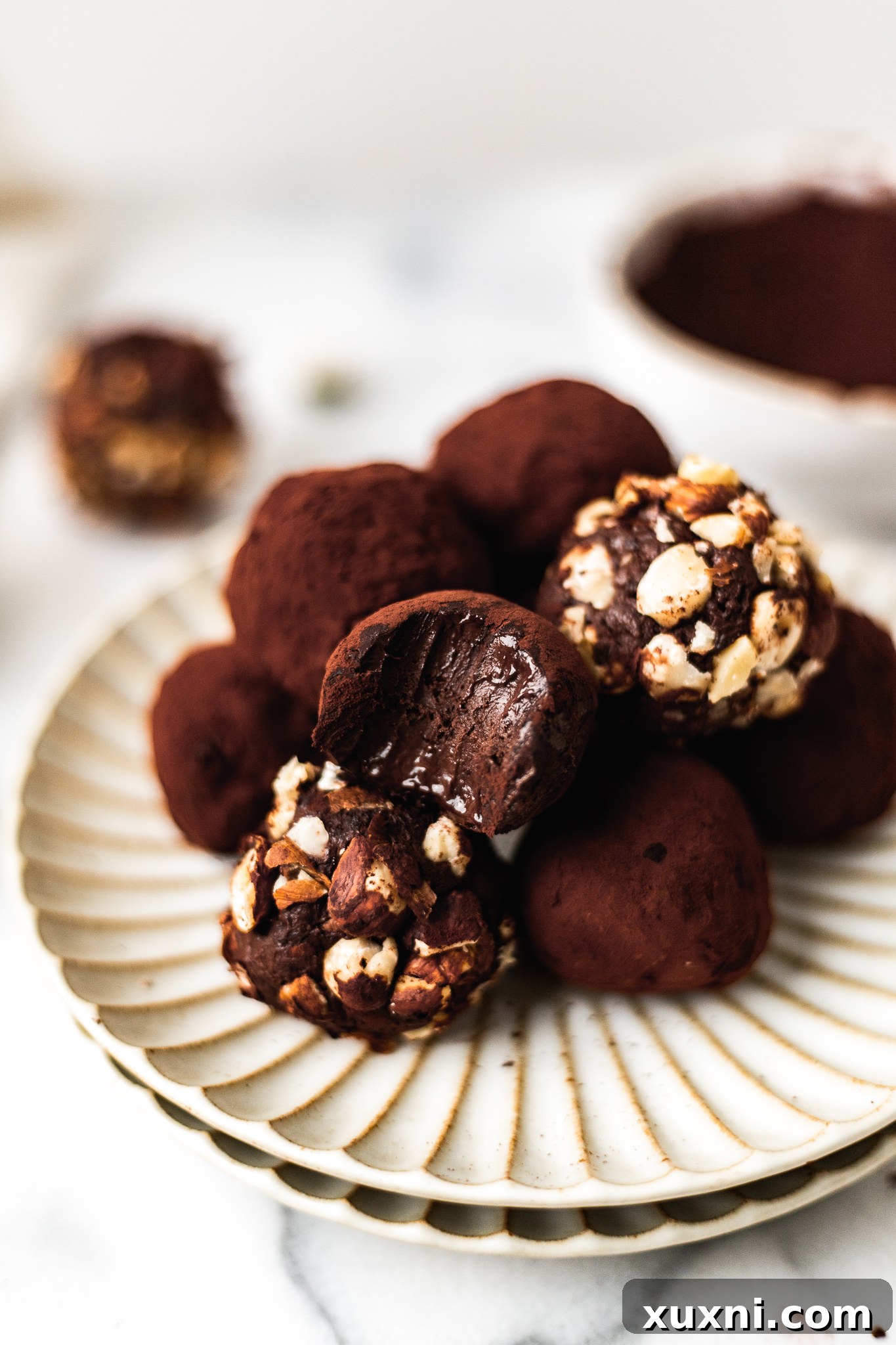 plate of vegan chocolate truffles