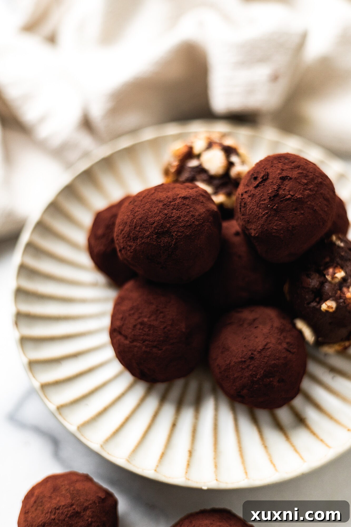 plate of vegan chocolate truffles