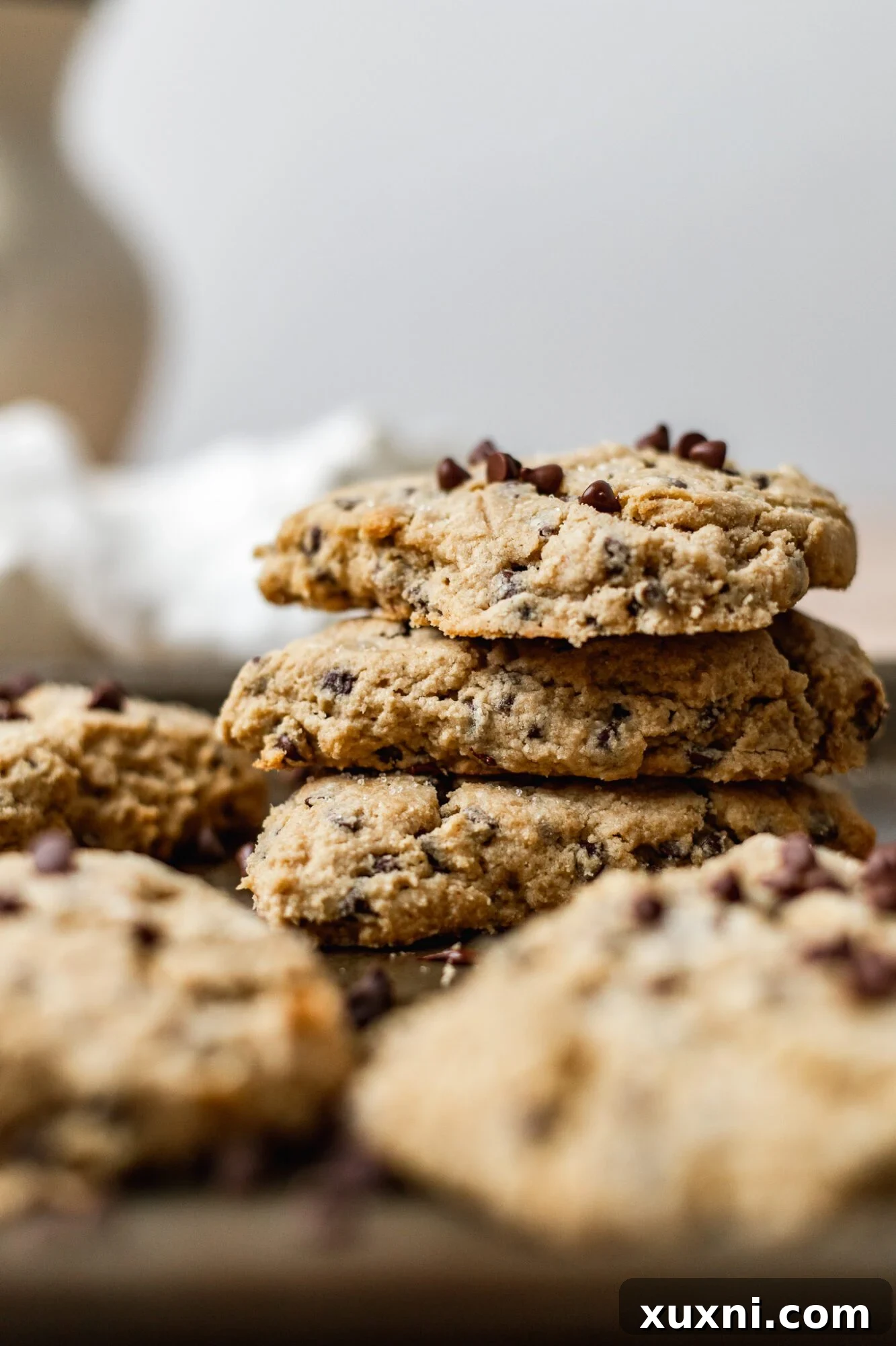 Ultimate Vegan Gluten-Free Chocolate Chip Scones 11 Stack of freshly baked vegan scones with chocolate chips