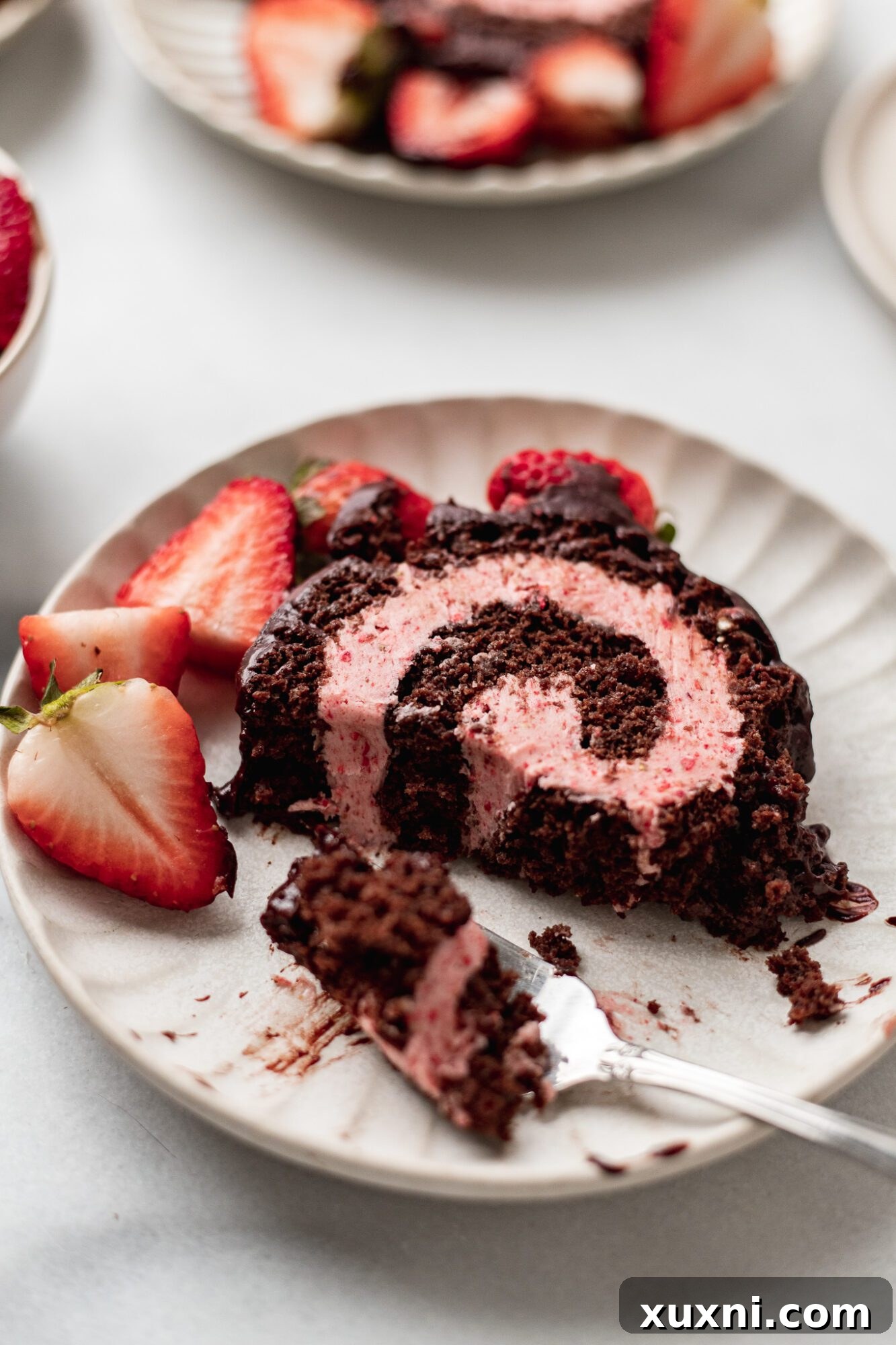 slice of chocolate Swiss roll