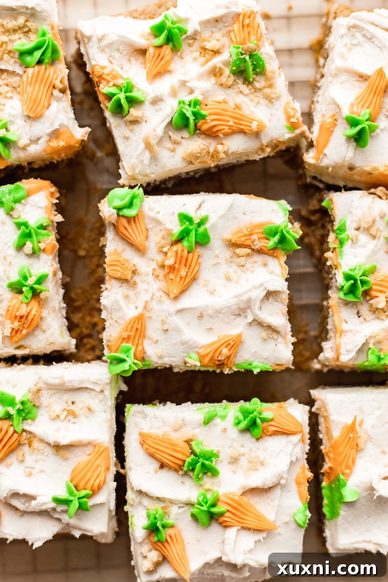 Irresistible Vegan Gluten Free Carrot Cake Bars 4 slices of carrot cake bars