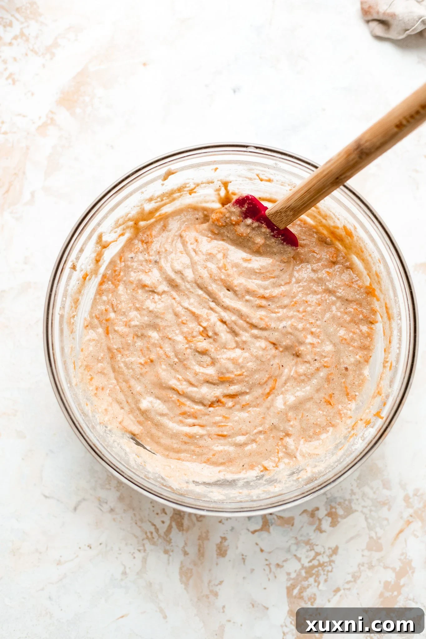 how to make gluten free carrot cake bars mixing batter