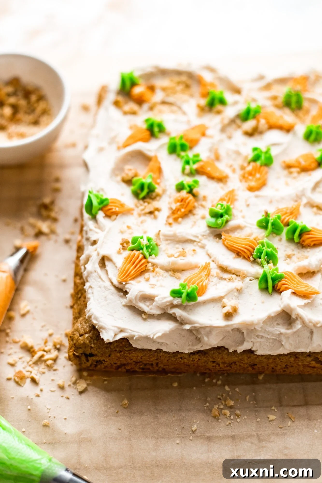 Irresistible Vegan Gluten Free Carrot Cake Bars 10 decorated carrot cake bars