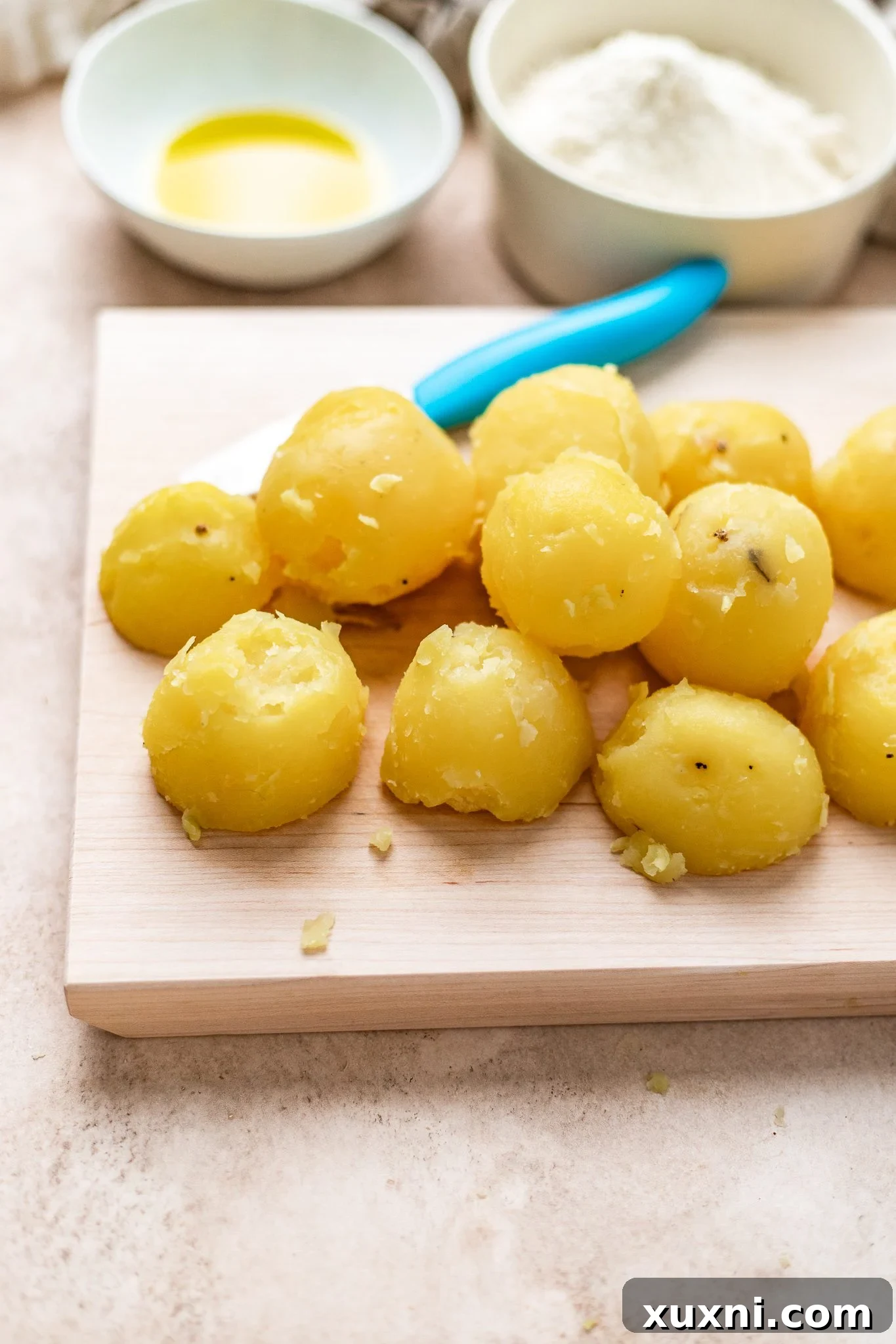peeled potatoes for gnocchi