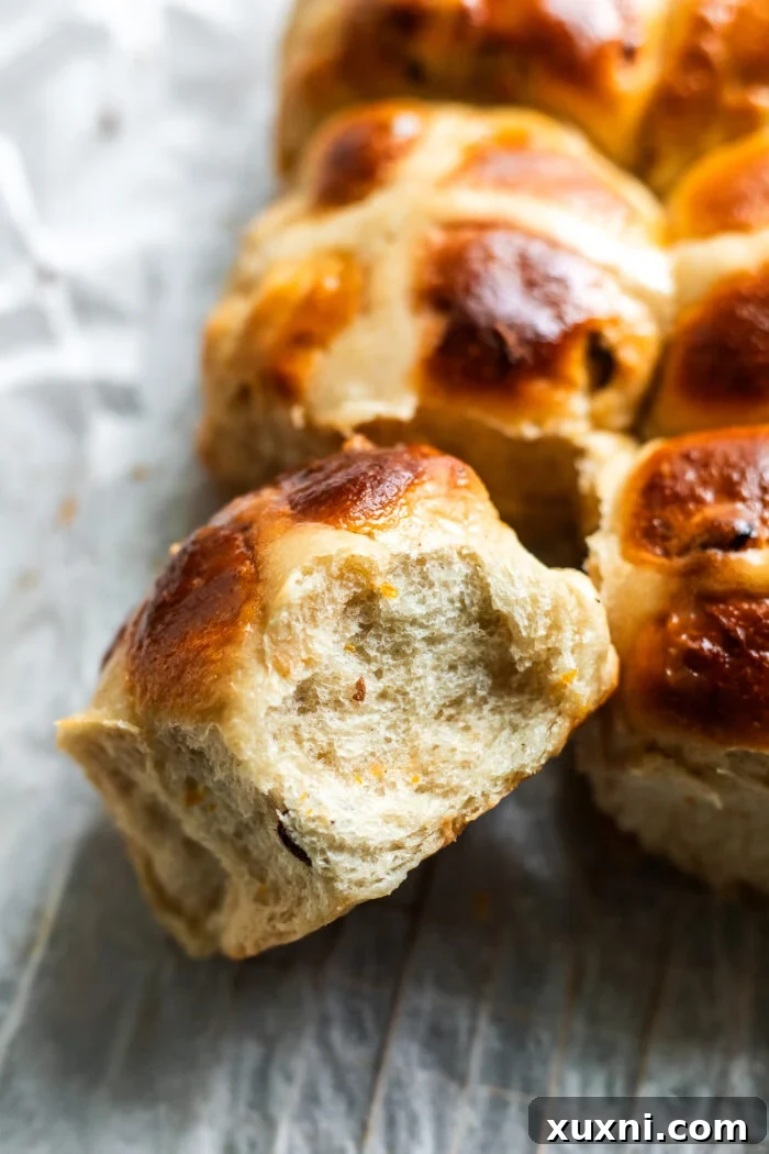 Whip Up Simple & Scrumptious Vegan Hot Cross Buns 4 pulled apart vegan hot cross bun