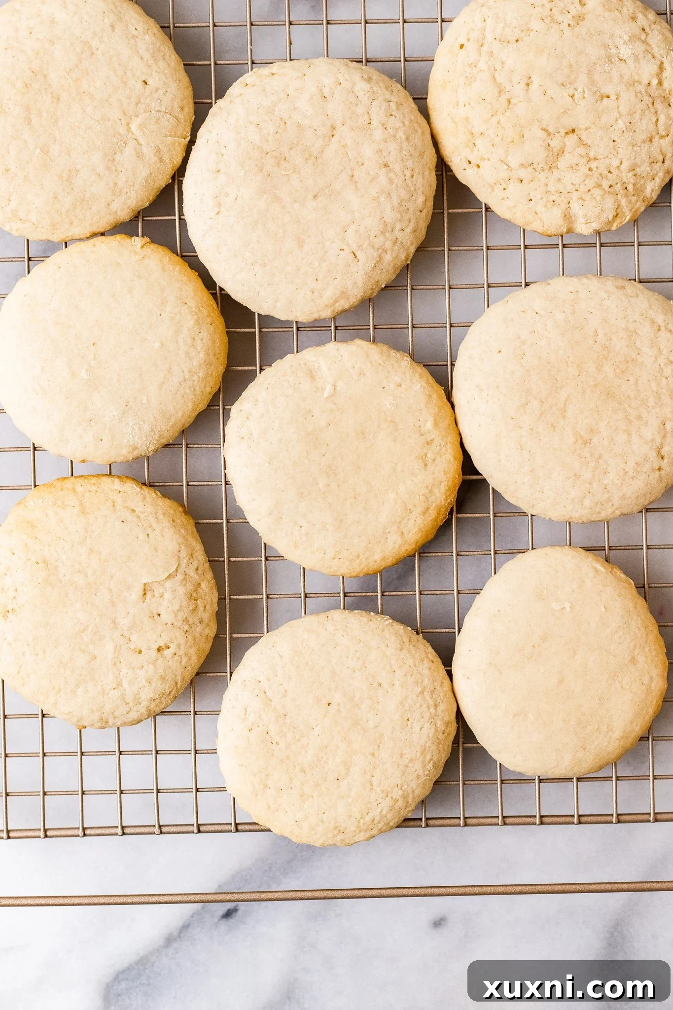 baked Lofthouse Cookies on a baking sheet before frosting