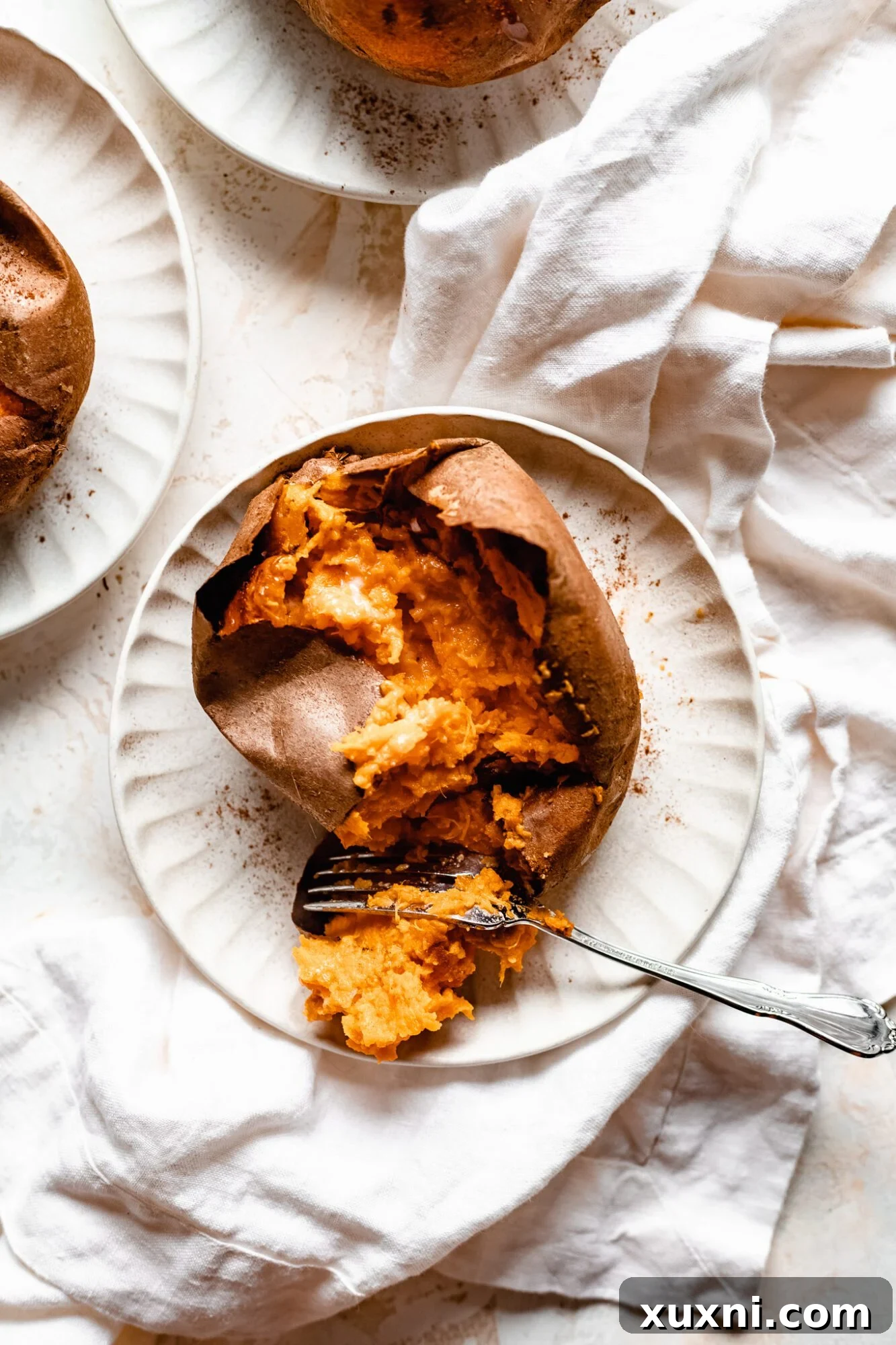 eaten baked sweet potato on plate