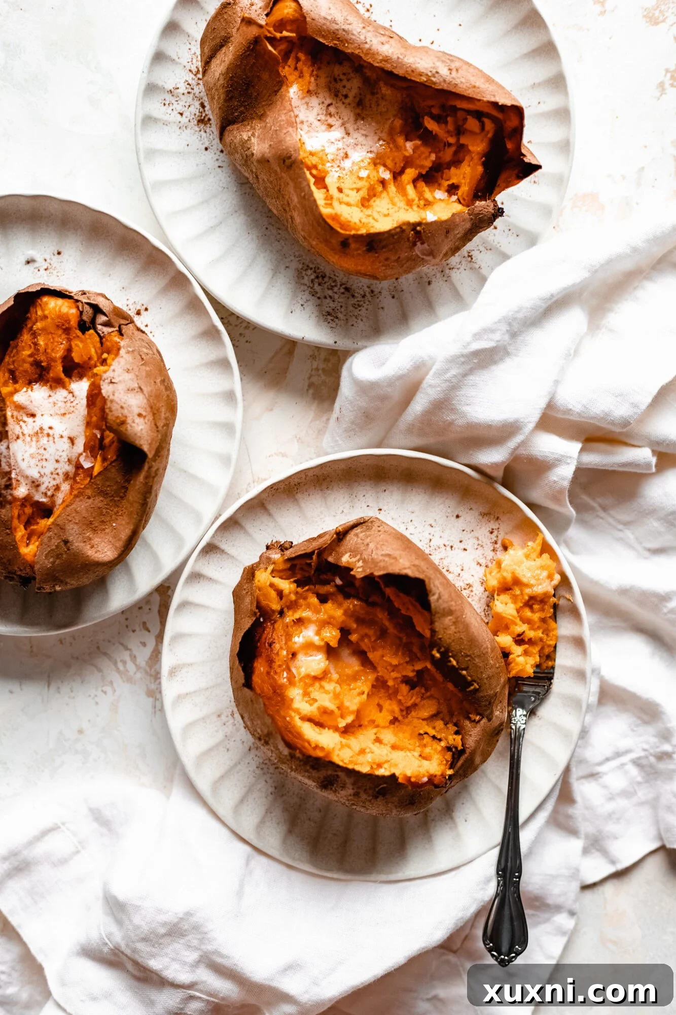 baked sweet potatoes on the plate