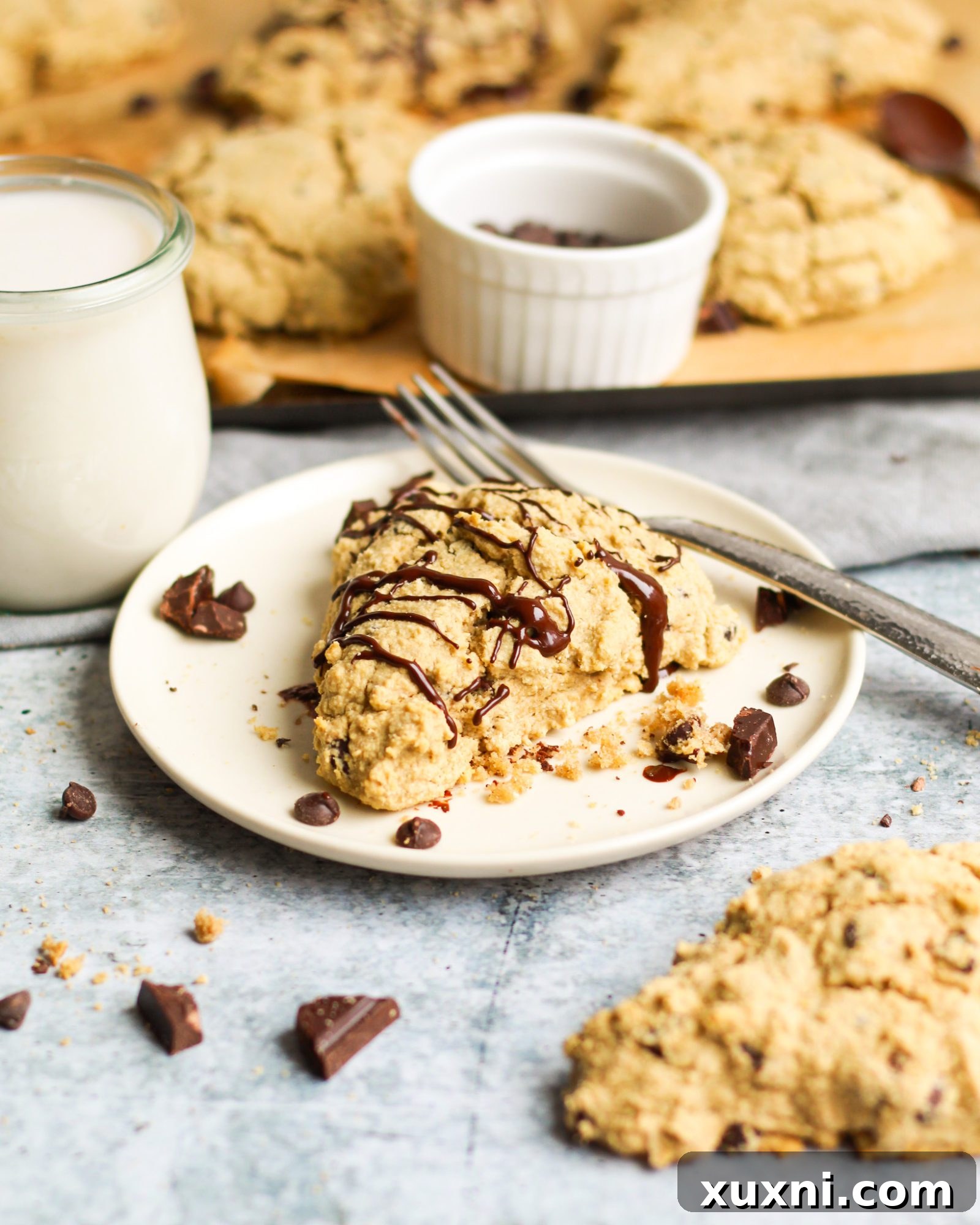 Healthy Chocolate Chip Scones - a circle of golden-brown scones with visible chocolate chips, perfect for breakfast or brunch