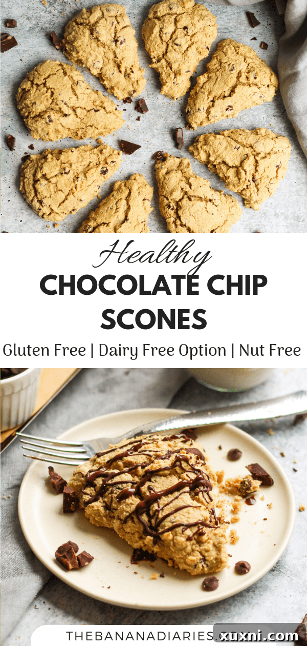 Pinterest image for healthy chocolate chip scones recipe