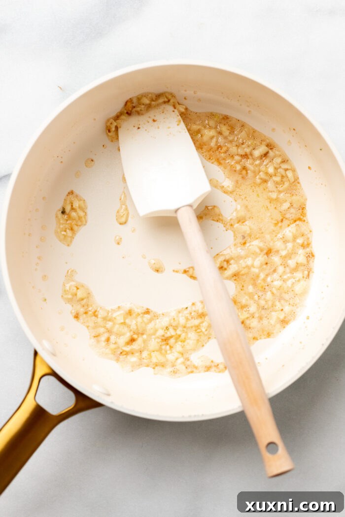 sautéed garlic in a pot