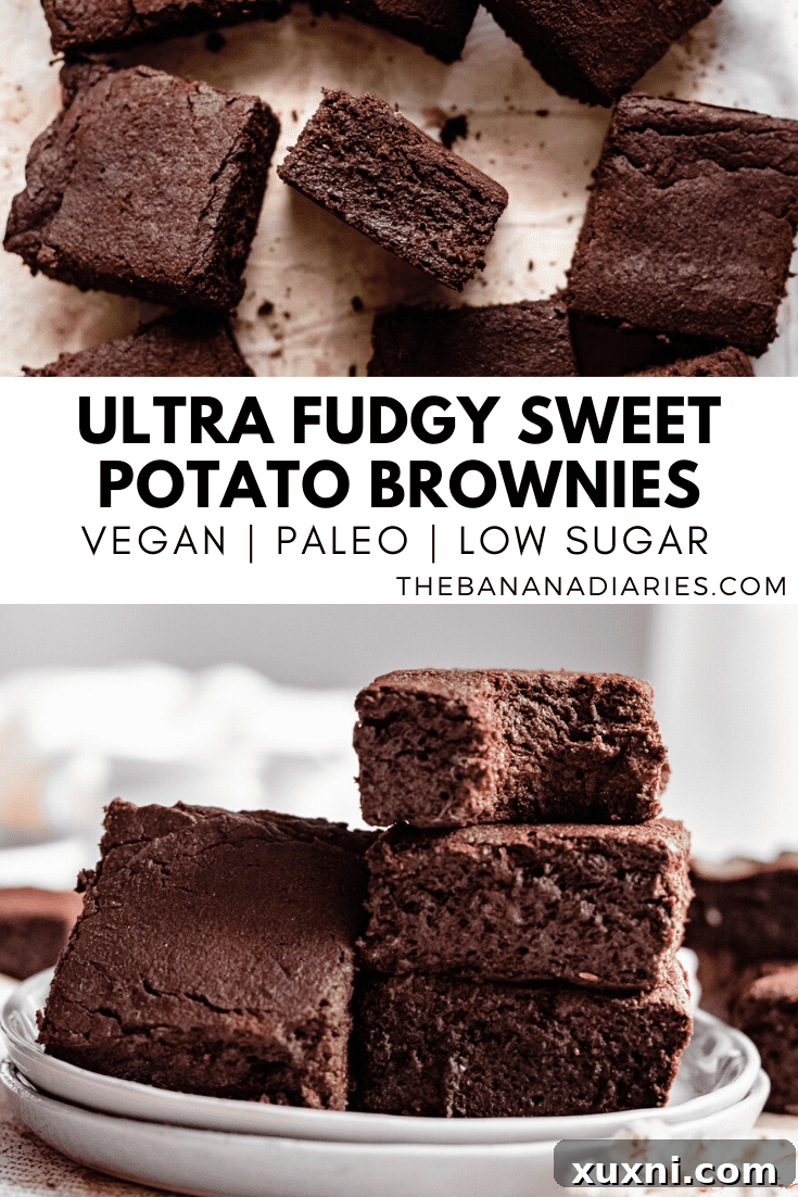 Pinterest optimized image for nut-free, flourless sweet potato brownies