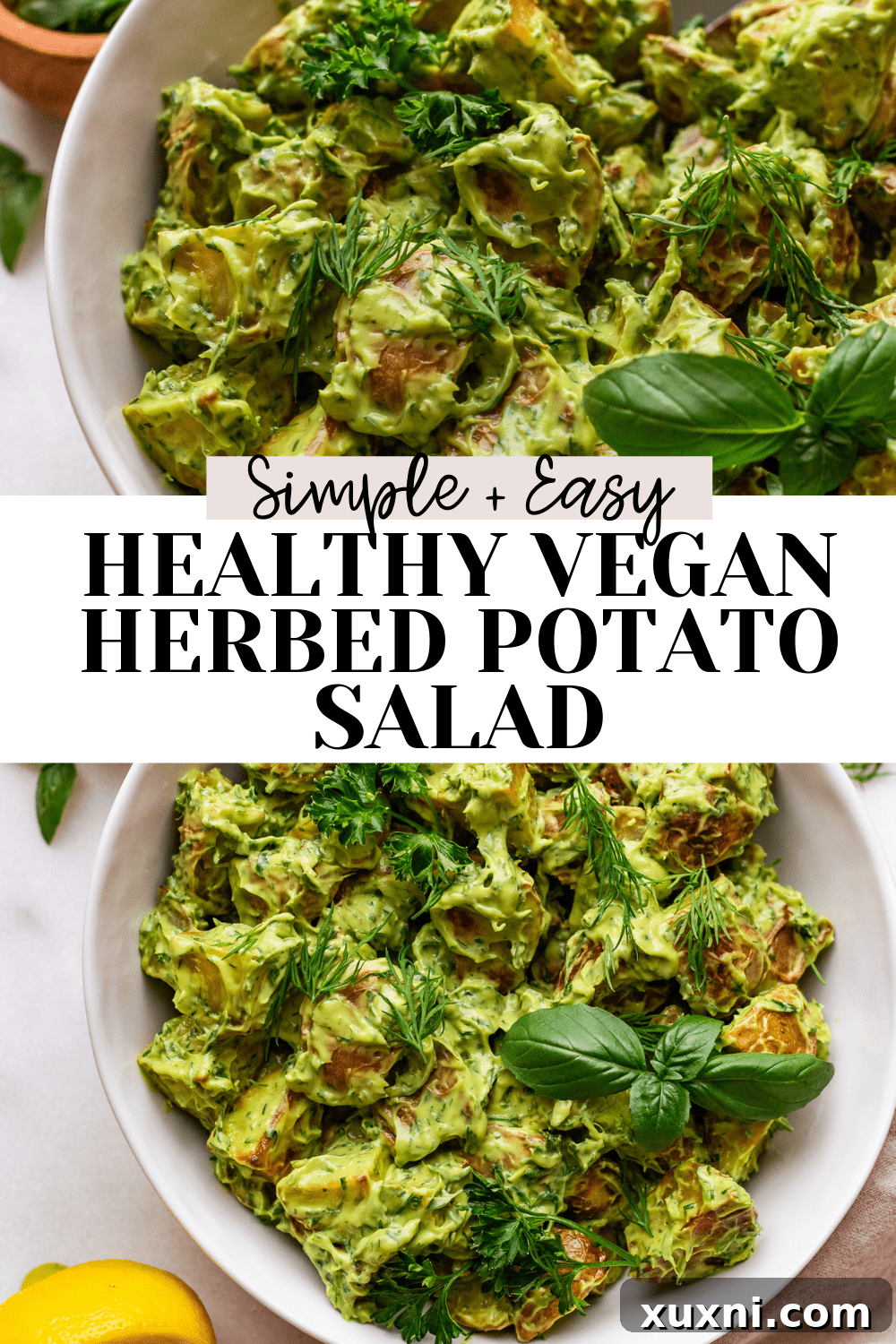 Easy & Simple Vegan Herbed Potato Salad (Healthy + Dairy Free!)