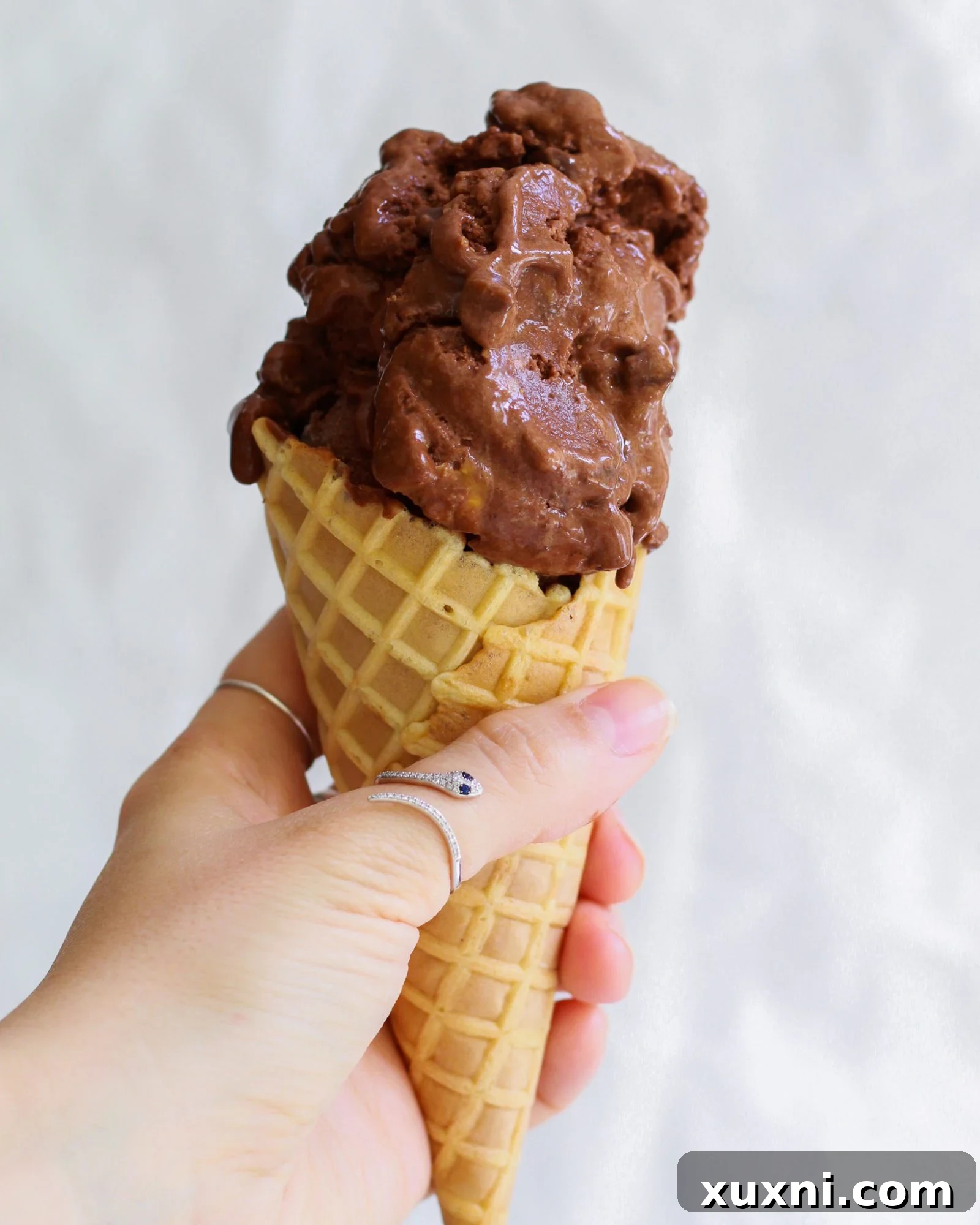 hand holding nice cream cone