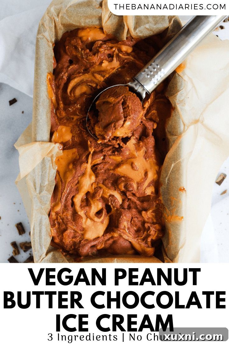 Pinterest image for vegan peanut butter chocolate ice cream