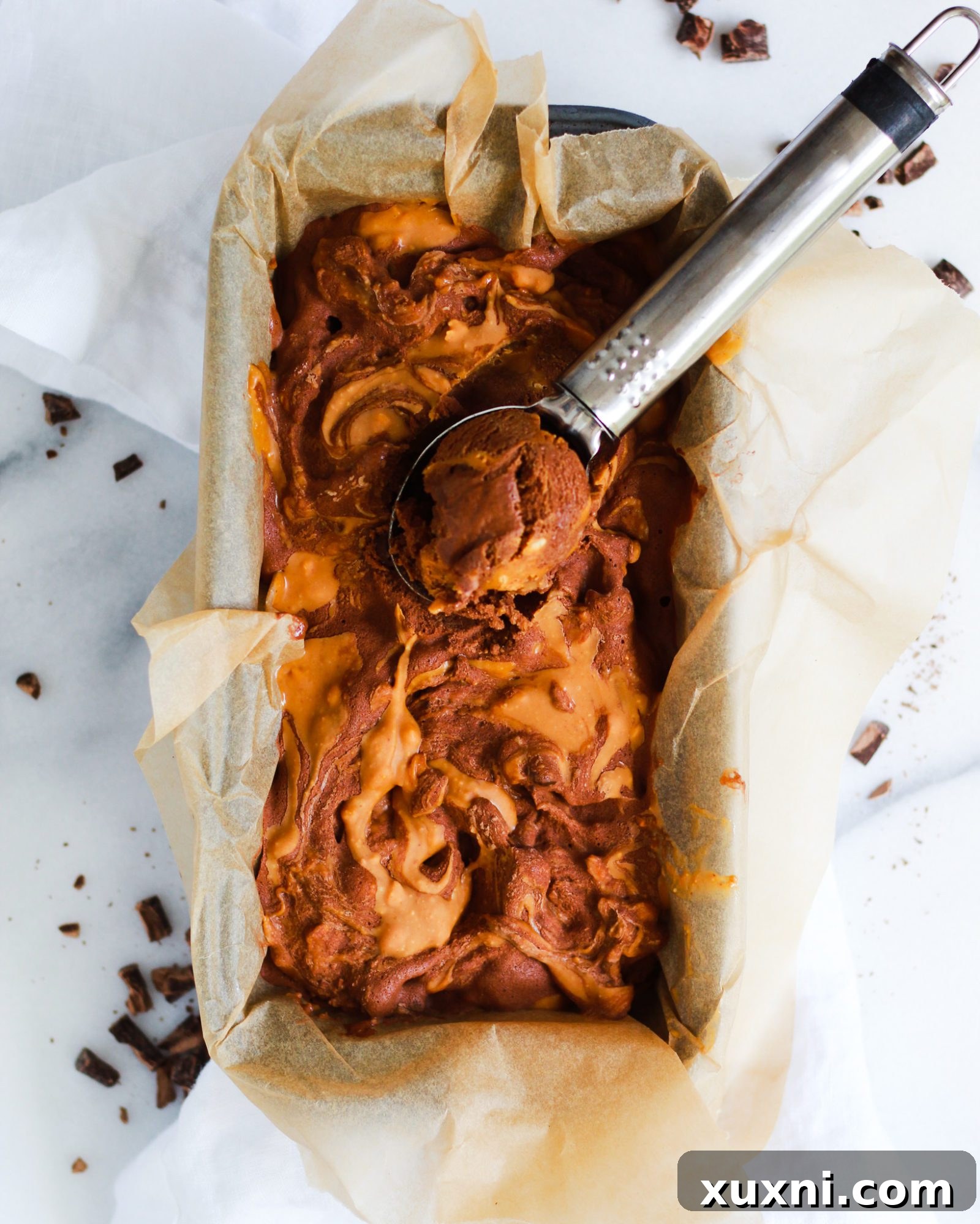 scoop of chocolate peanut butter nice cream