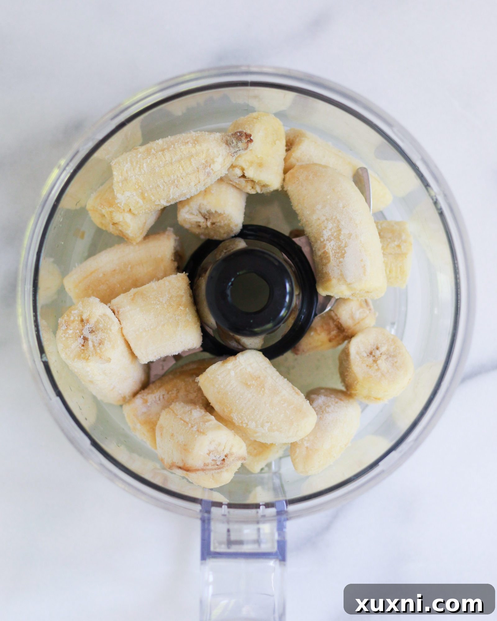 frozen bananas in food processor