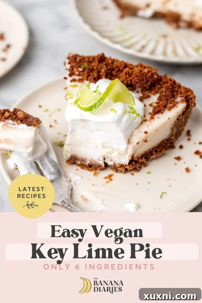 6-Ingredient EASY Vegan Key Lime Pie Recipe Pinterest pin graphic