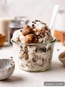 vegan cookie dough ice cream in bowl