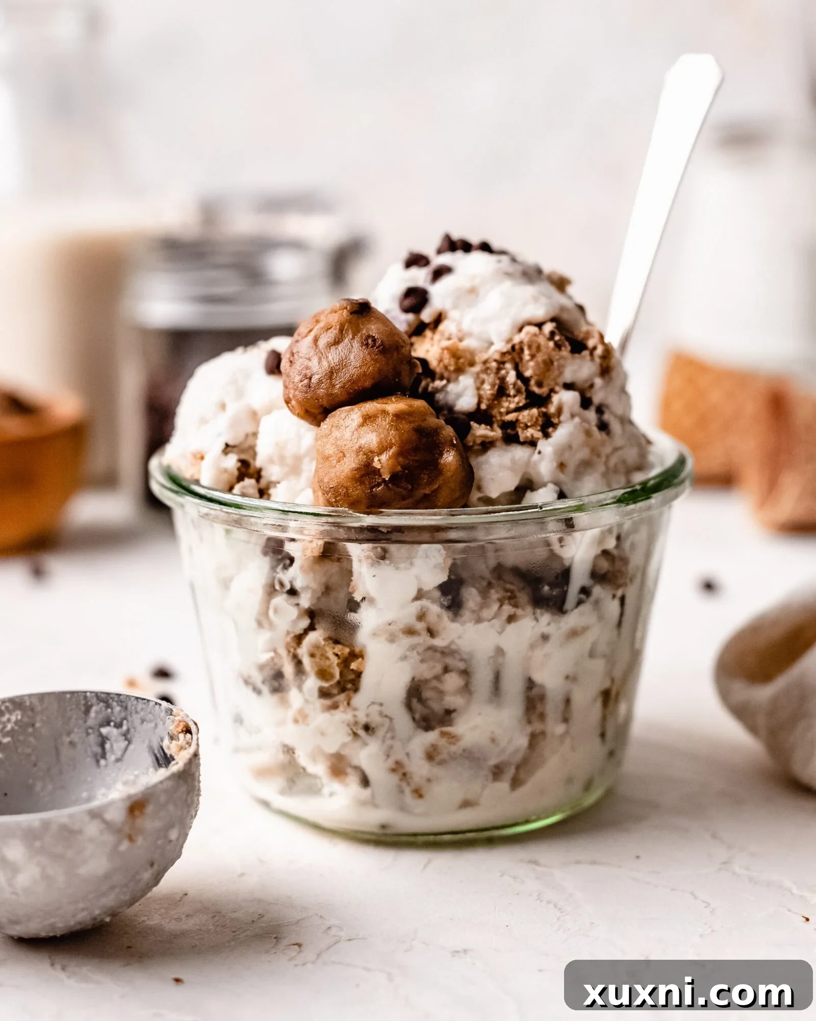 vegan cookie dough ice cream in bowl