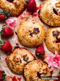 vegan strawberry hand pies on parchment paper