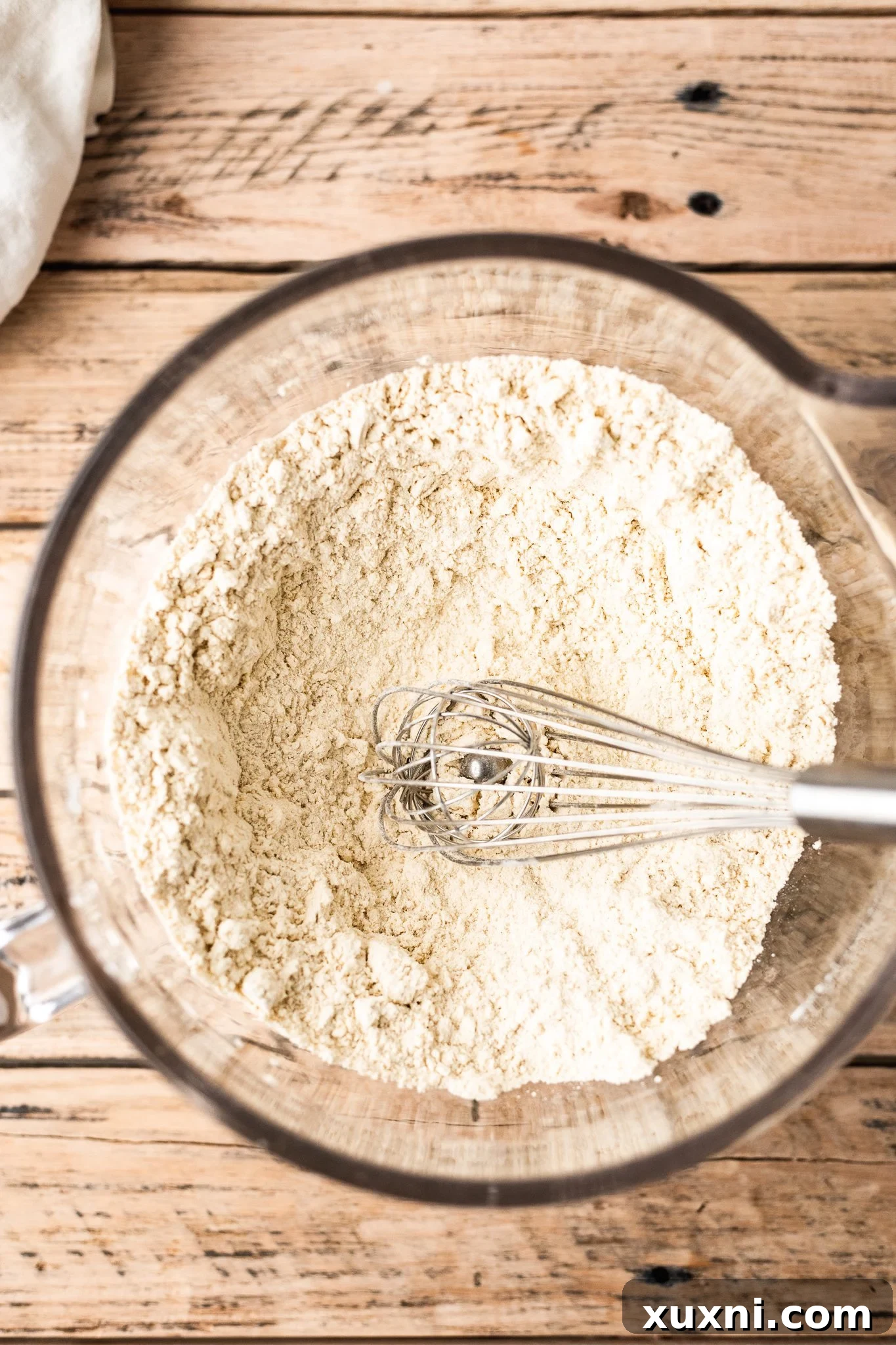Whisked dry ingredients for gluten free pizza dough