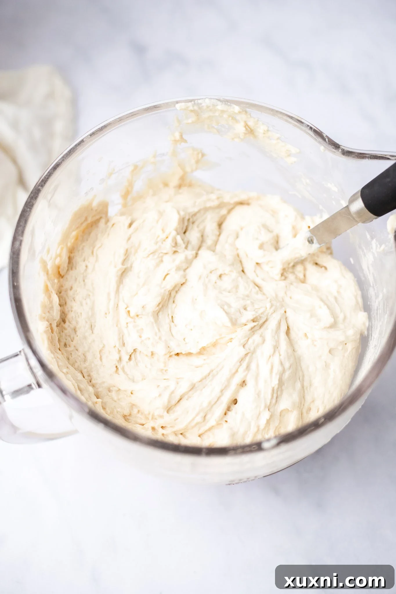 Easy & Delicious Vegan Vanilla Sheet Cake 5 sheet cake batter in a mixing bowl, smooth and ready to bake