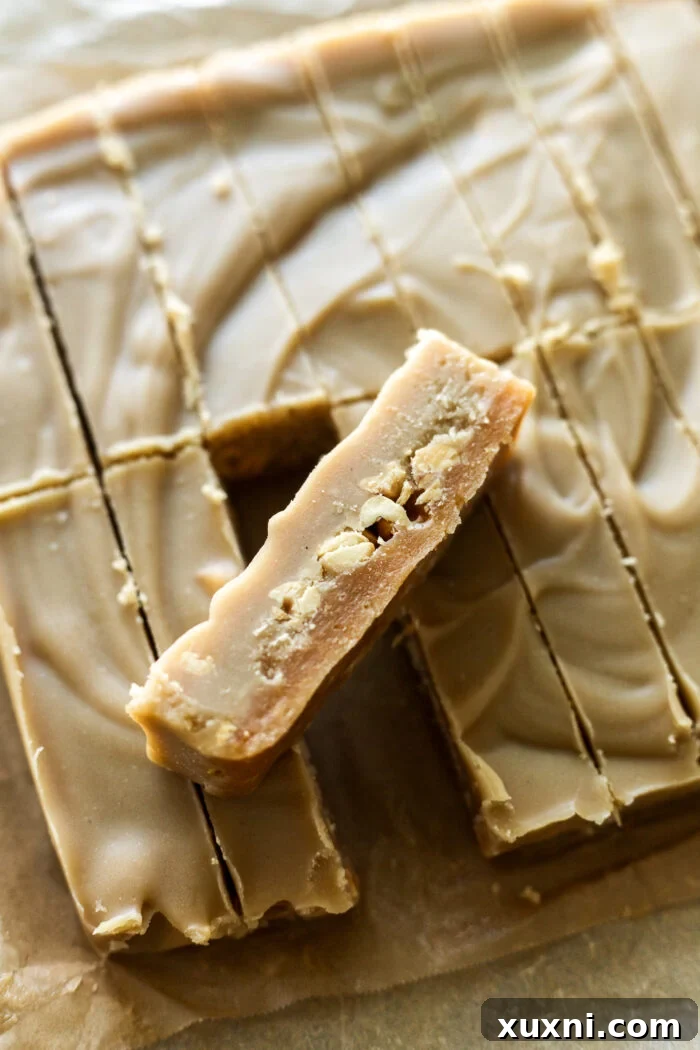 sliced snickers before chocolate