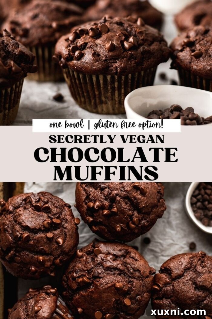 vegan chocolate muffins Pinterest pin