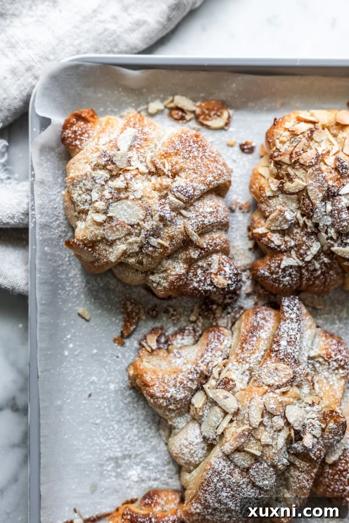 baked vegan almond croissants