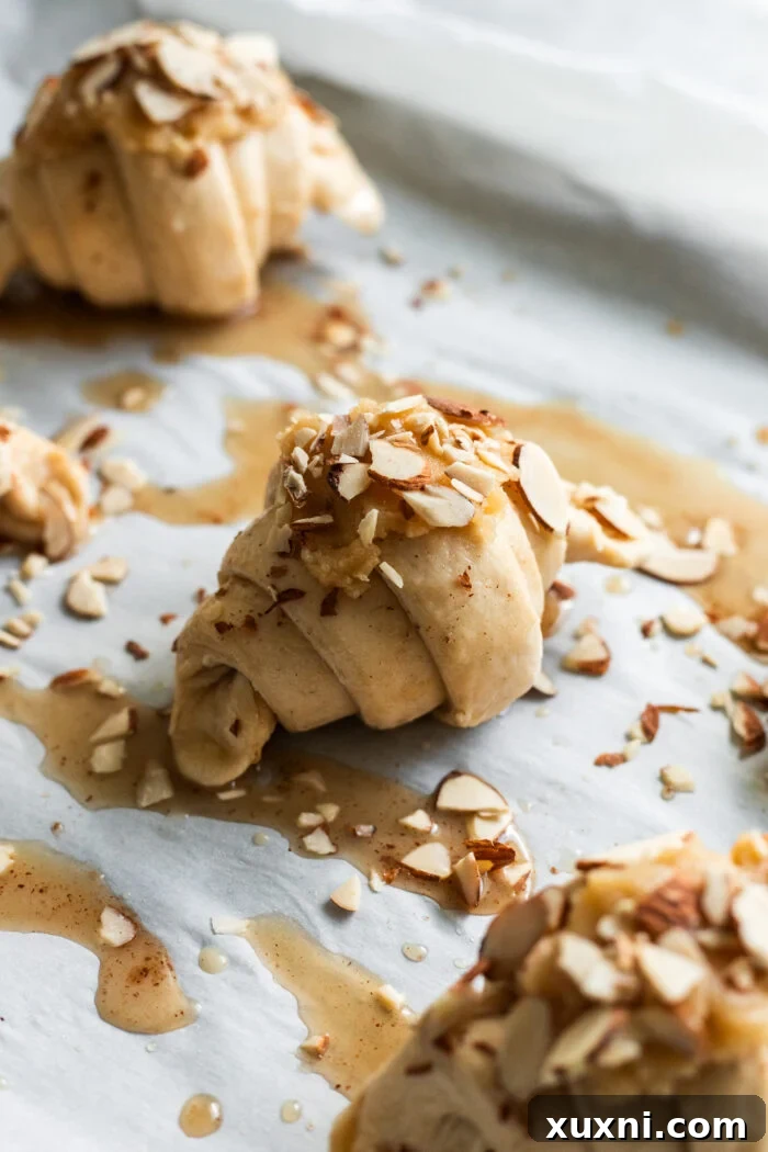 almond croissants before baking