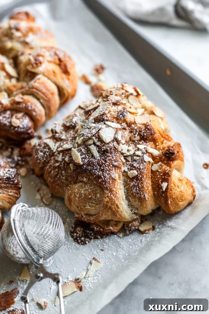baked vegan almond croissants