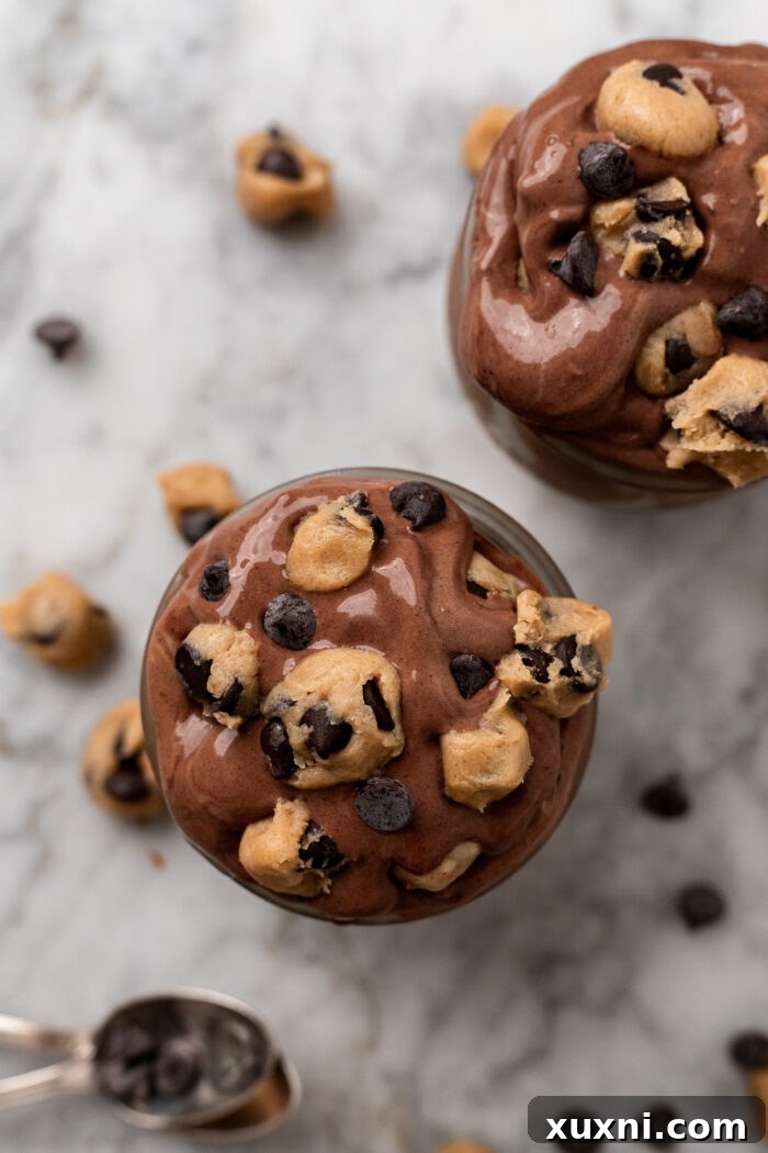 overhead of cookie dough ice cream!