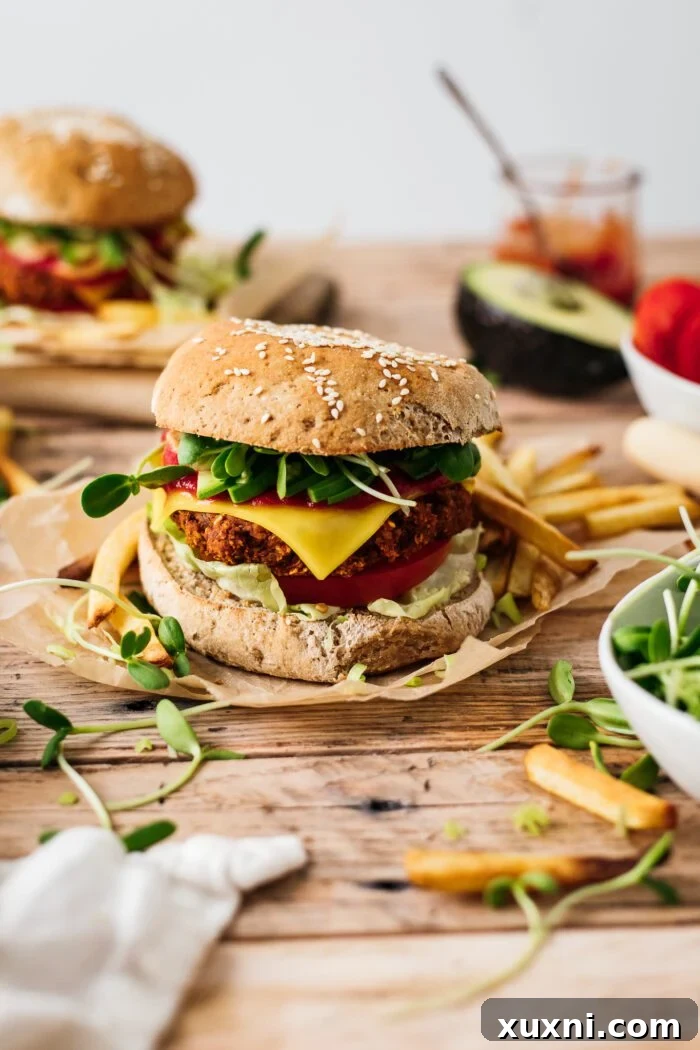 gluten free burger buns filled with a veggie burger and fresh toppings