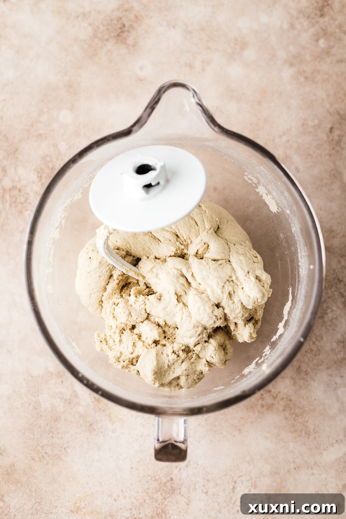 gluten free bread dough in a stand mixer bowl