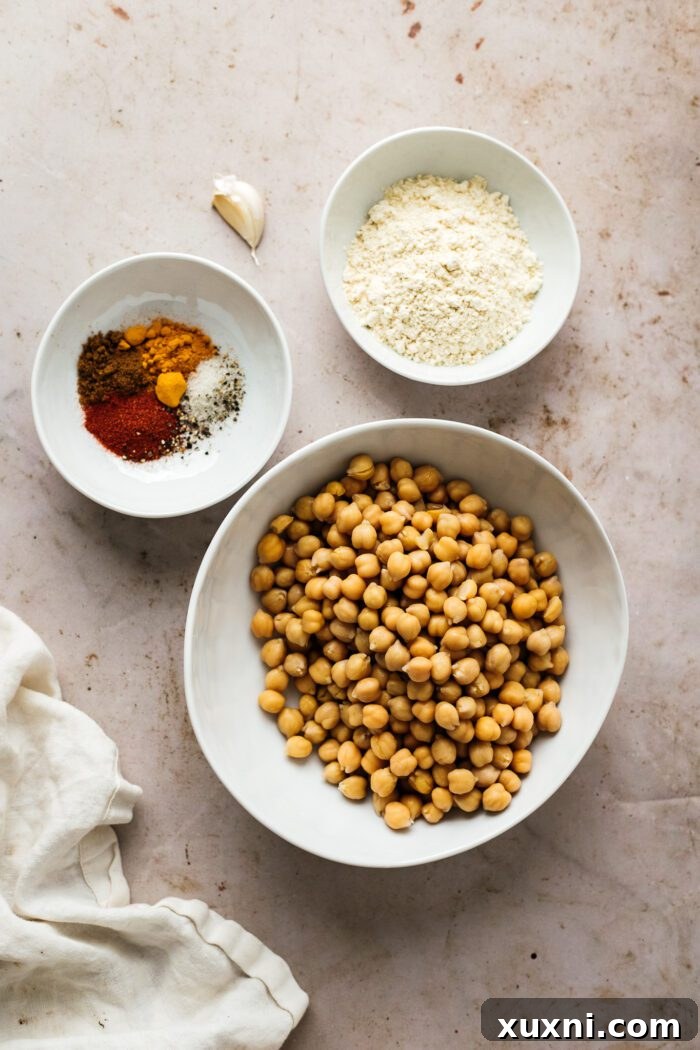 ingredients for vegan chickpea scramble laid out