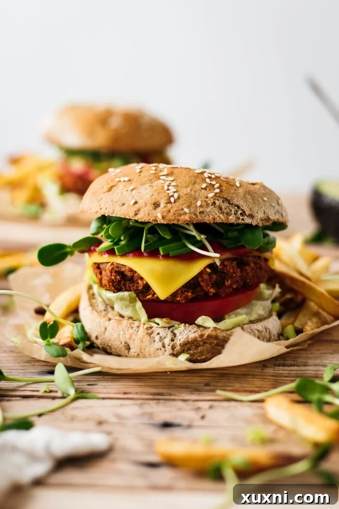 grillable veggie burger with cheese on parchment paper