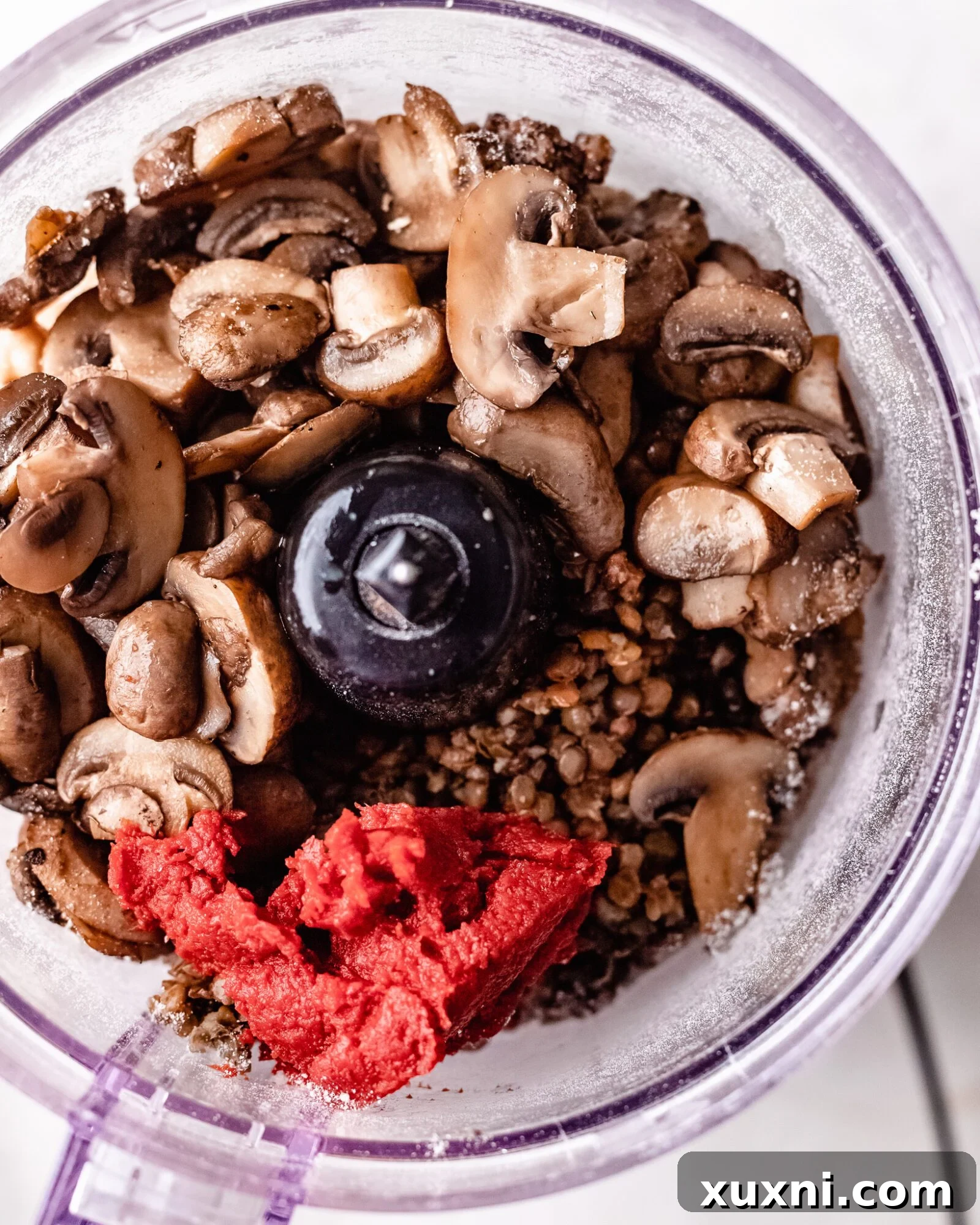 veggie burger ingredients in food processor