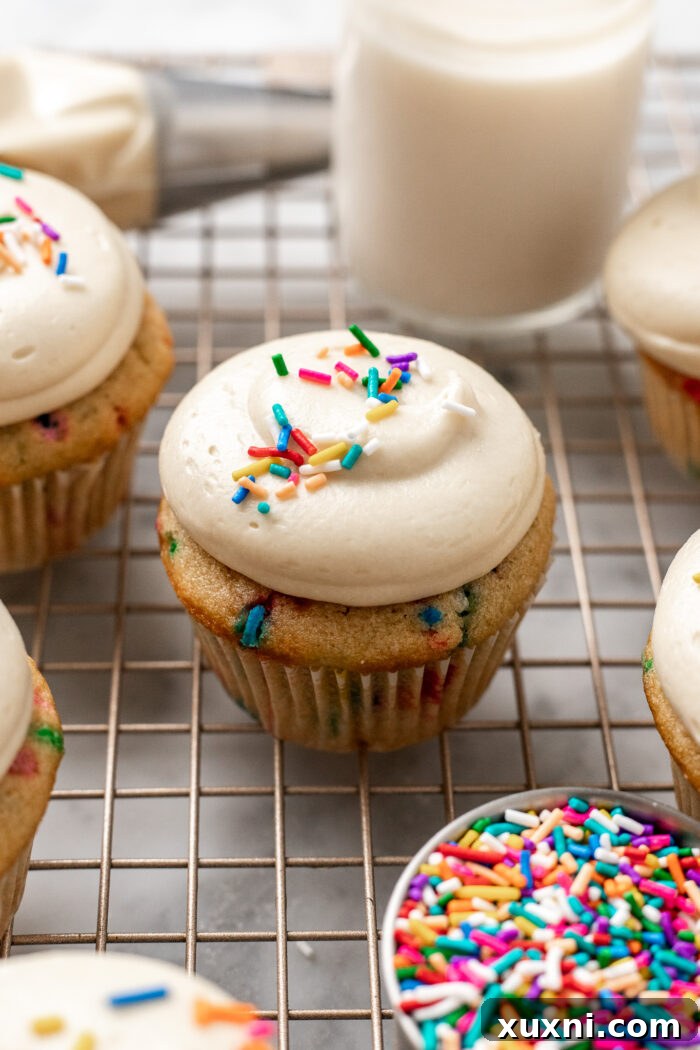 Vegan Funfetti Cupcakes Perfectly Moist for Four Days 8 frosted vegan funfetti cupcakes