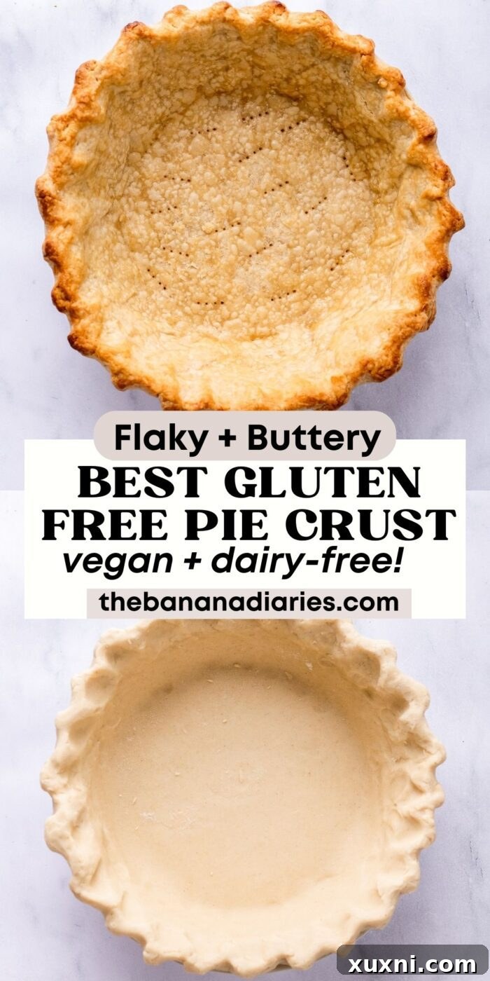 Pinterest graphic for the gluten-free pie crust recipe.