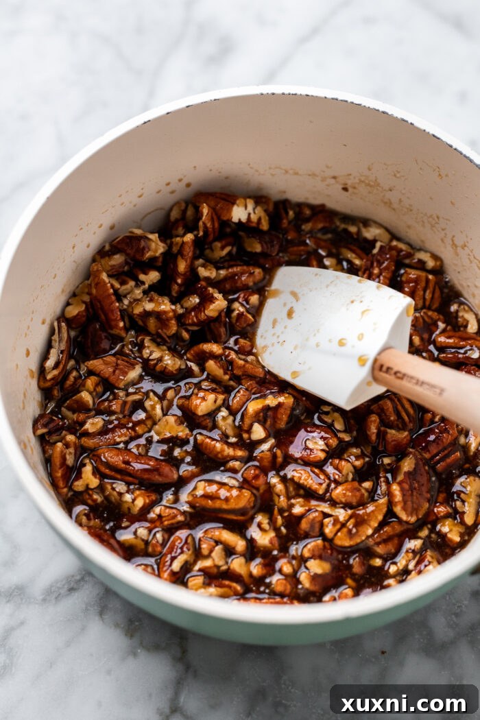 pecan topping in a pan