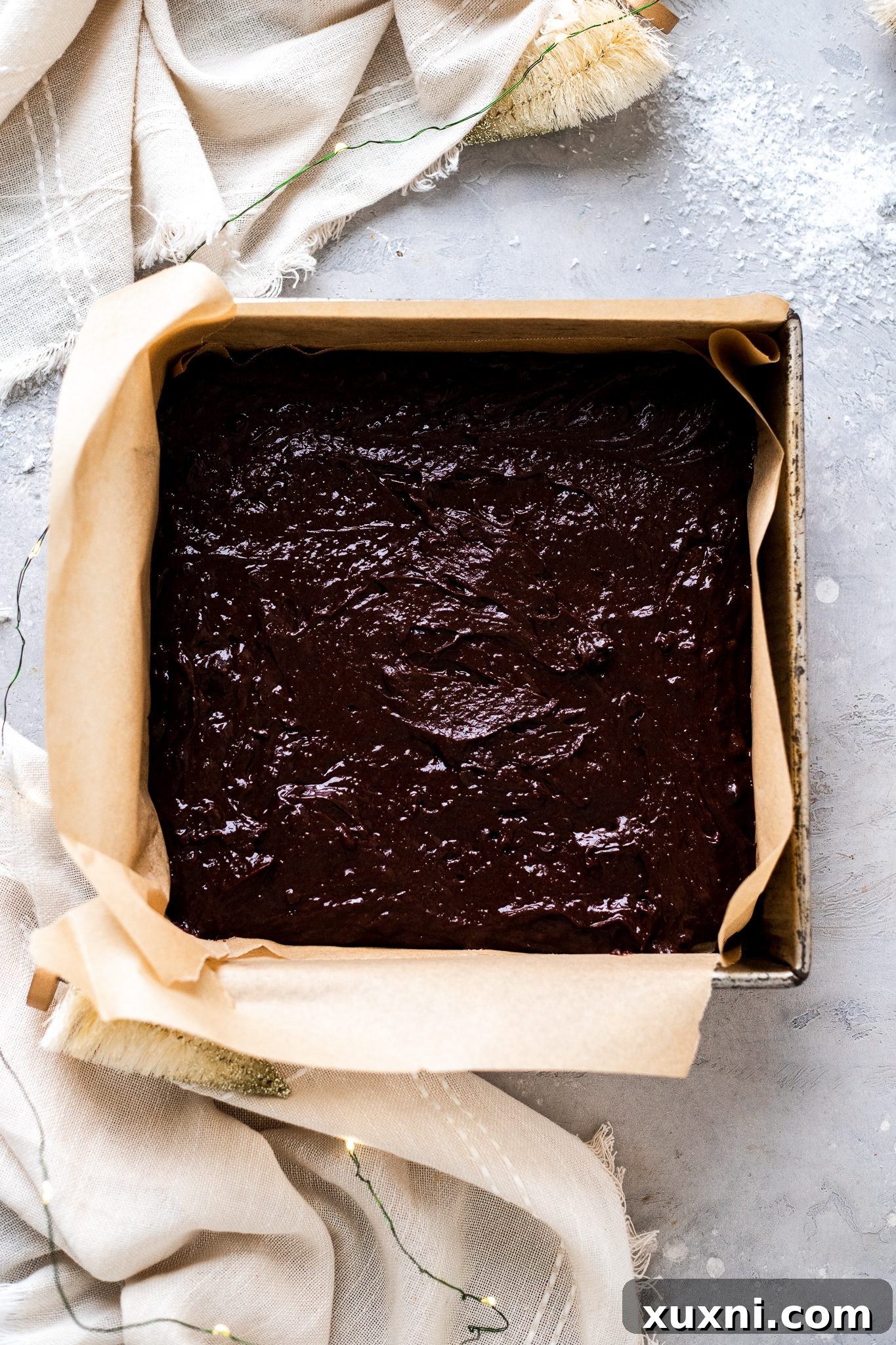 peppermint brownies before baking
